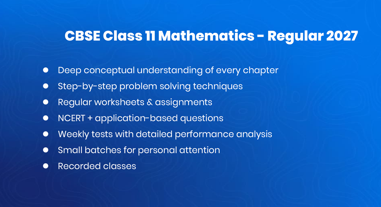 CBSE Class 11 Mathematics – Regular 2027