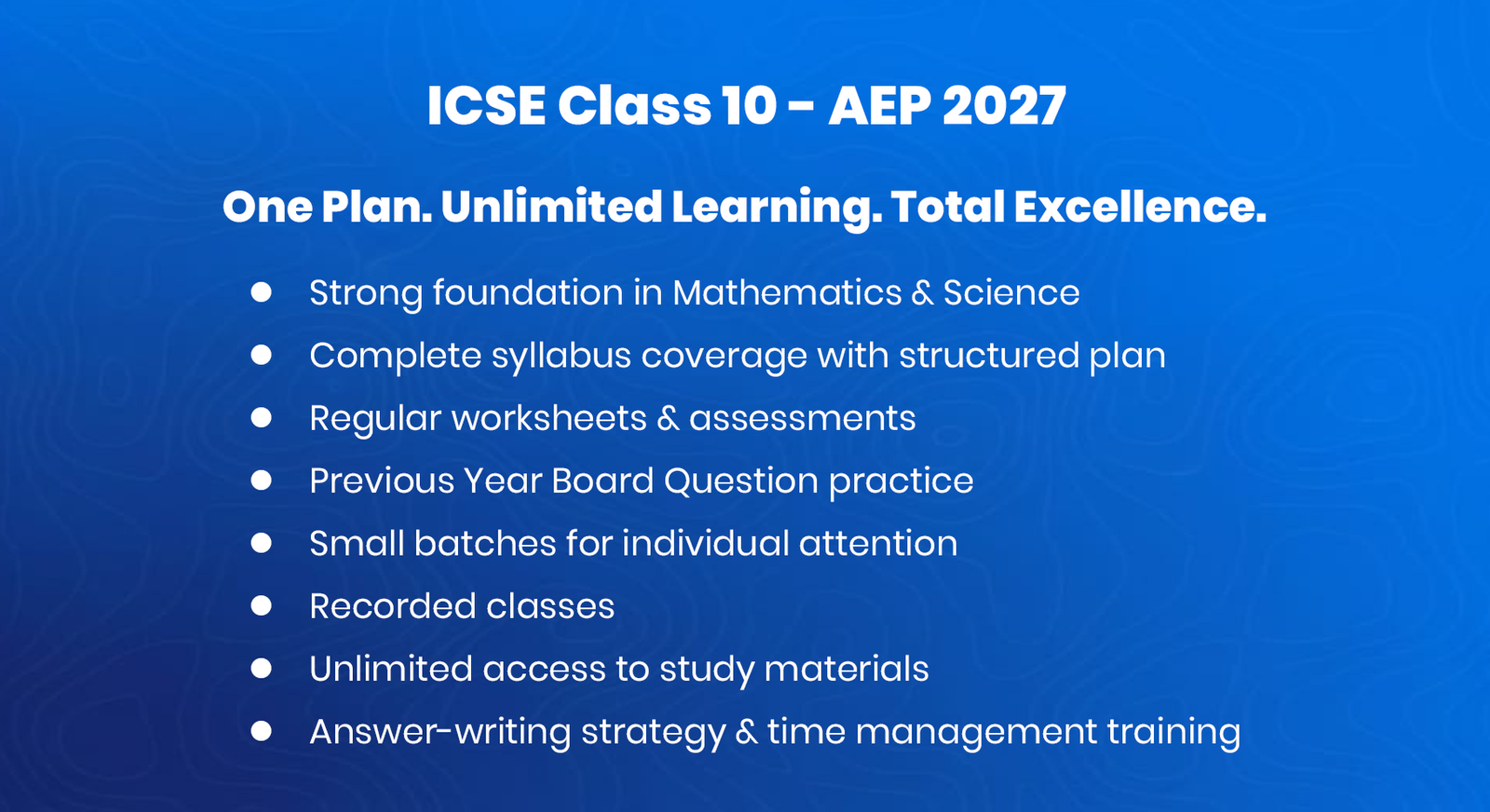 ICSE Class 10 – Academic Excellence Program (AEP)